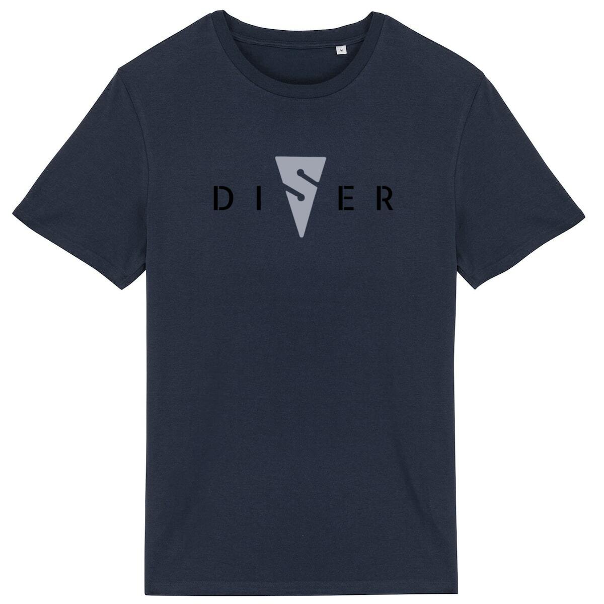 Image back Minimalist Diver T-Shirt with Line/Cave Arrow, perfect for Divers and Ocean Lovers