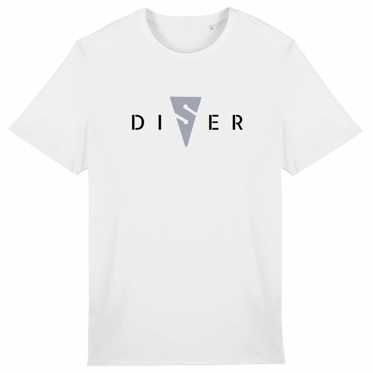 Image front Minimalist Diver T-Shirt with Line/Cave Arrow, perfect for Divers and Ocean Lovers