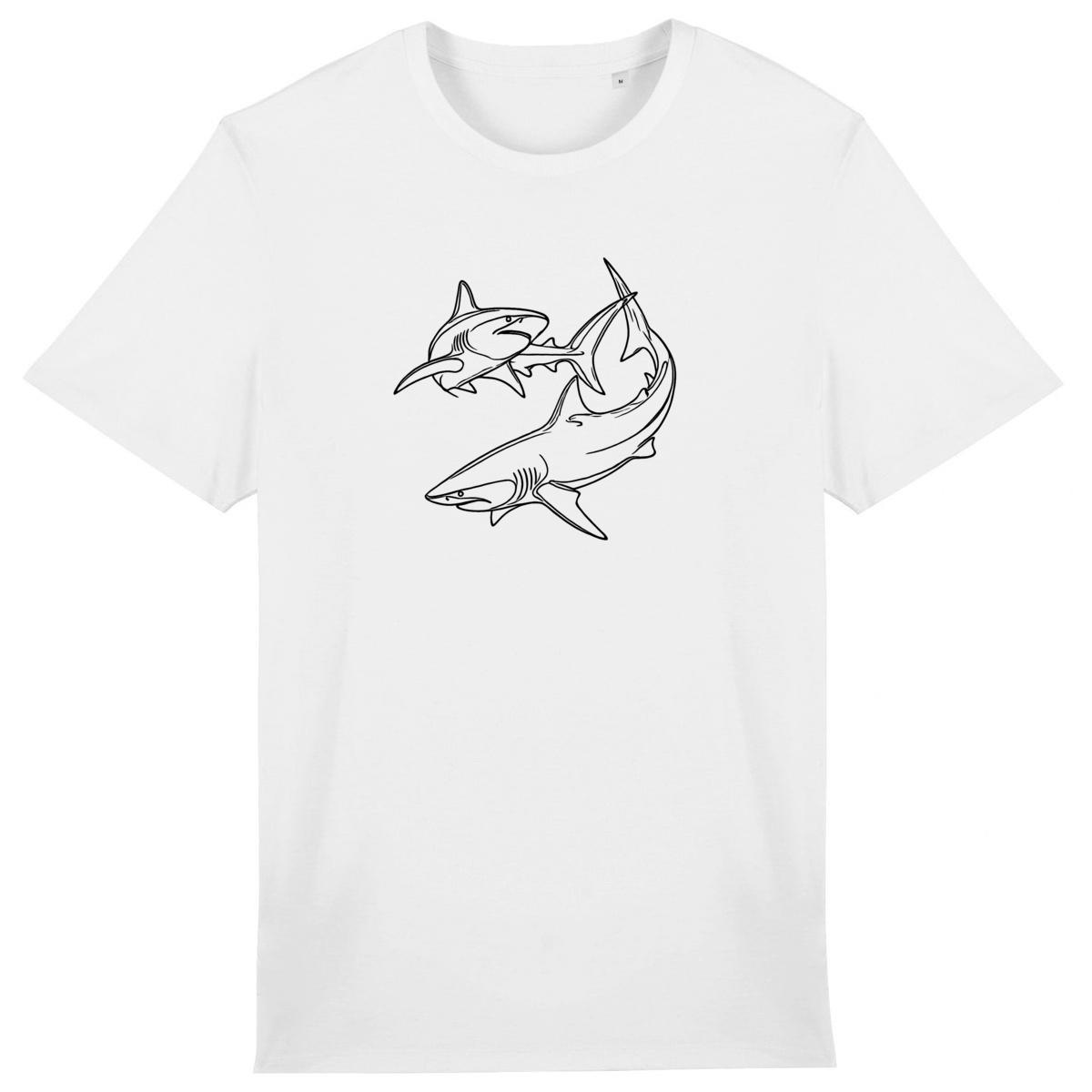Image front Lightweight unisex t-shirt with minimalist shark art