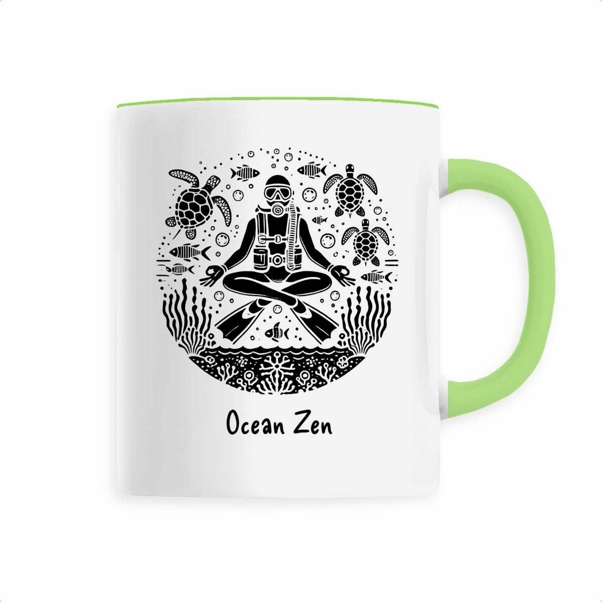 Image front Ceramic mug "Ocean Zen" with meditating diver design