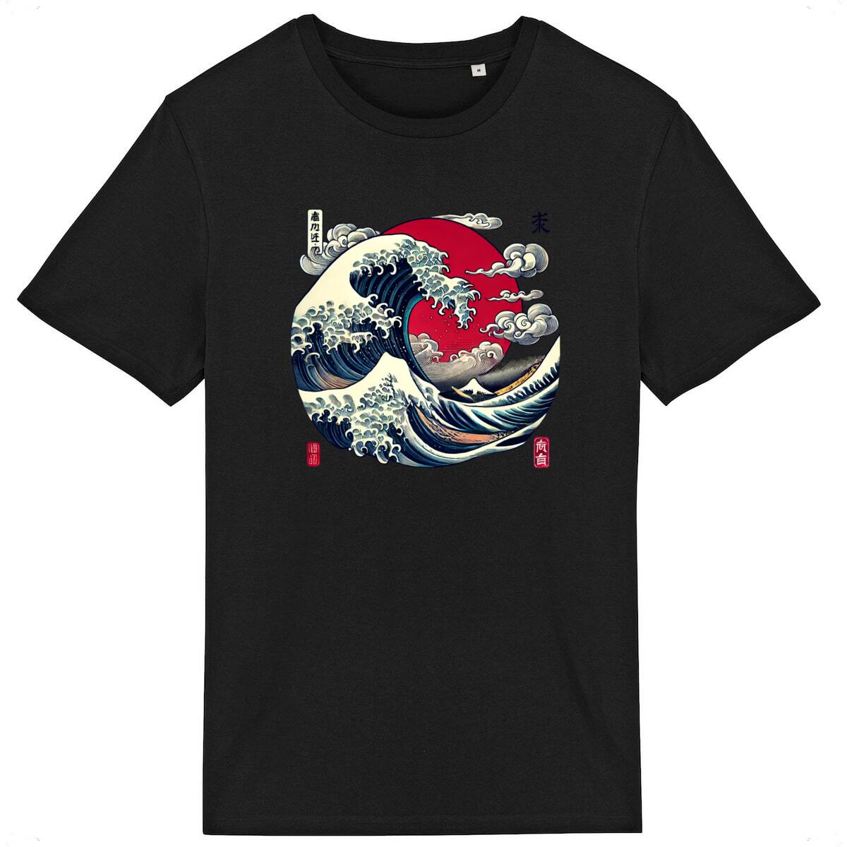 Image back Japanese Wave T-Shirt – Retro Ukiyo-e Style | Great Wave Inspired Tee | Ocean Aesthetic