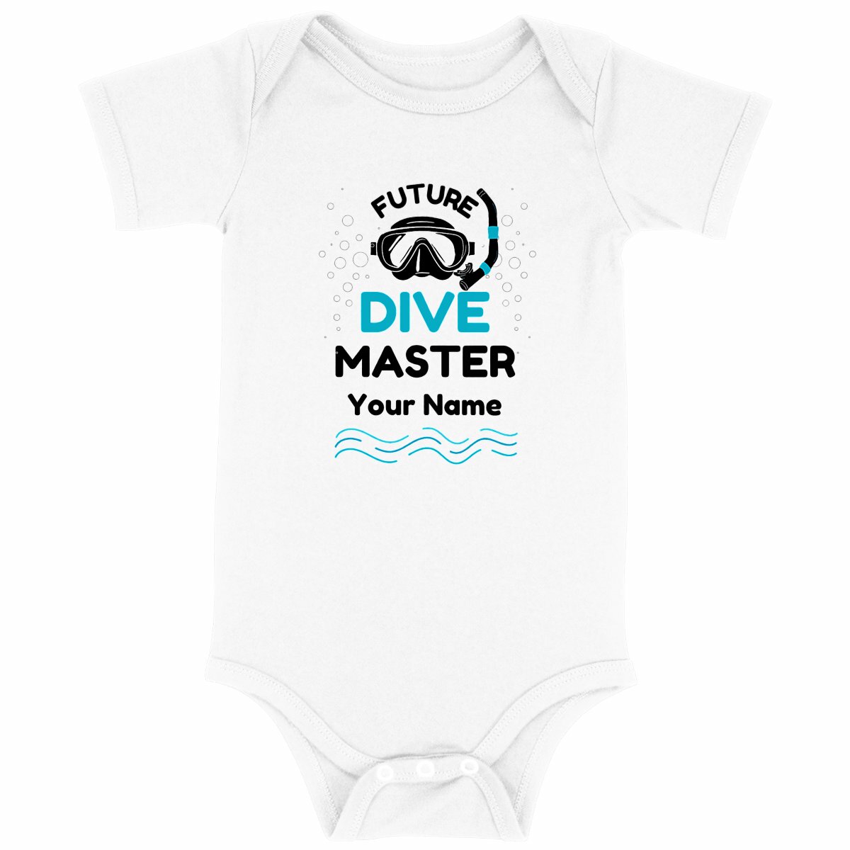 Image back Baby Bodysuit Personalized Dive Master with Name