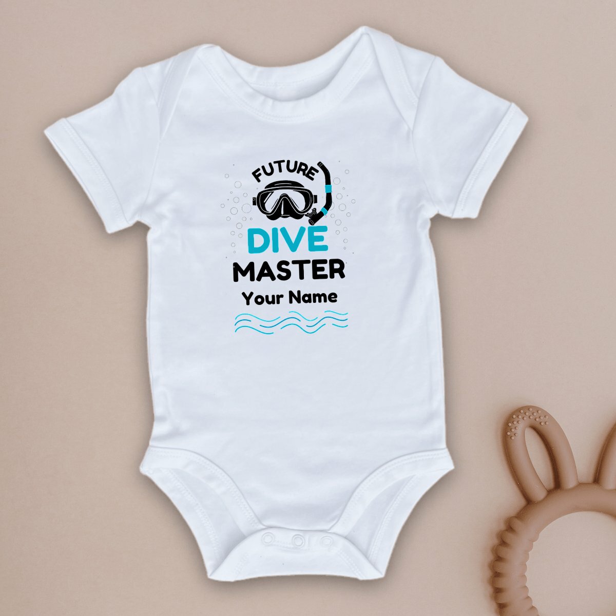 Image front Baby Bodysuit Personalized Dive Master with Name
