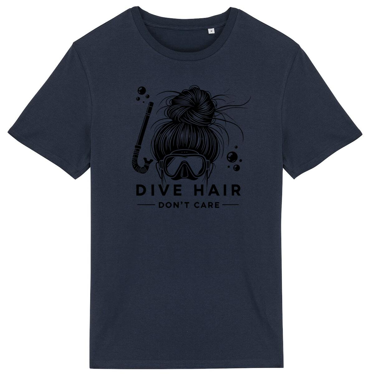 Image back Scuba Diving T-Shirt "Dive Hair Don't Care" - Funny Snorkeling Gift for Ocean Lovers