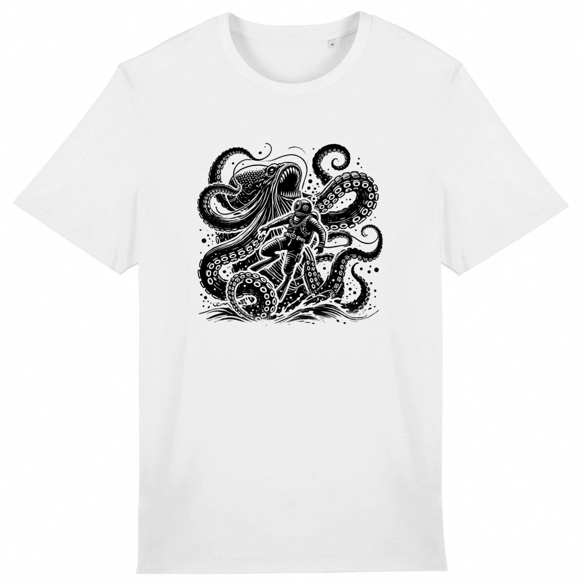 Image front Into the abyss - Kraken & Diver T-Shirt Black