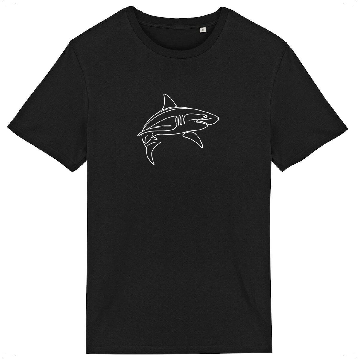 Image front Minimalist Great White Shark T-Shirt – Line Art Ocean Lover Design