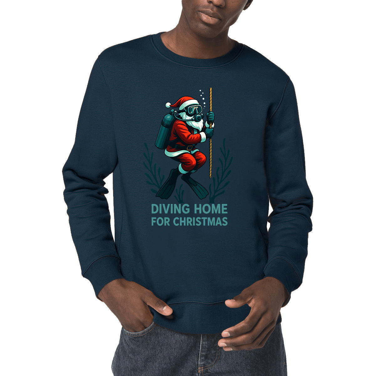 Image front Christmas Jumper, Diving home for Christmas