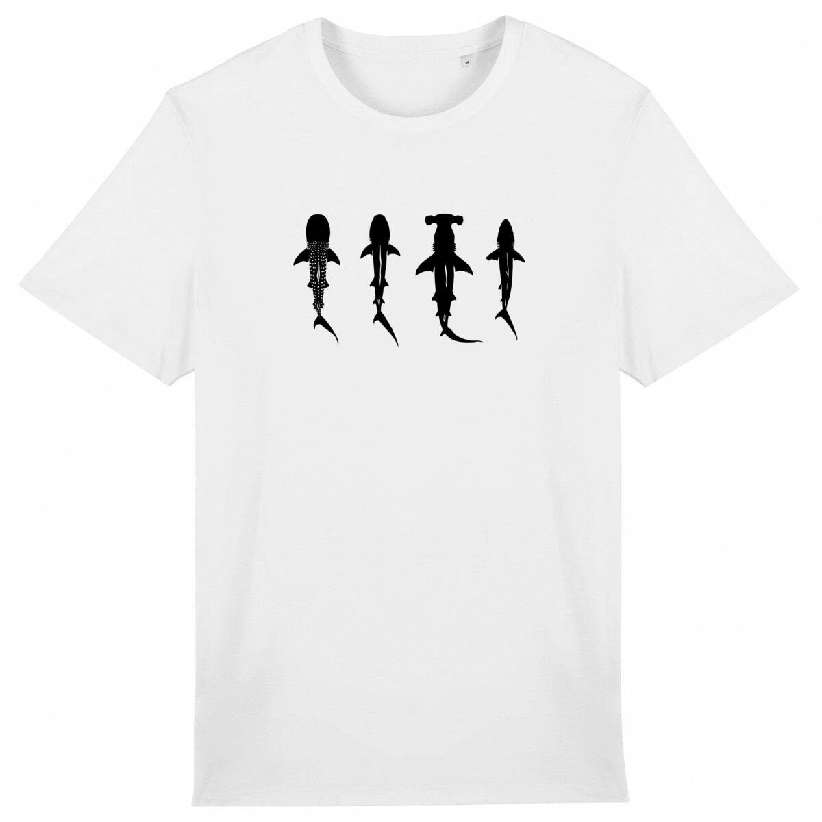 Image front Shark Silhouettes T-Shirt – Ocean Lovers Tee with Minimalist Shark Design