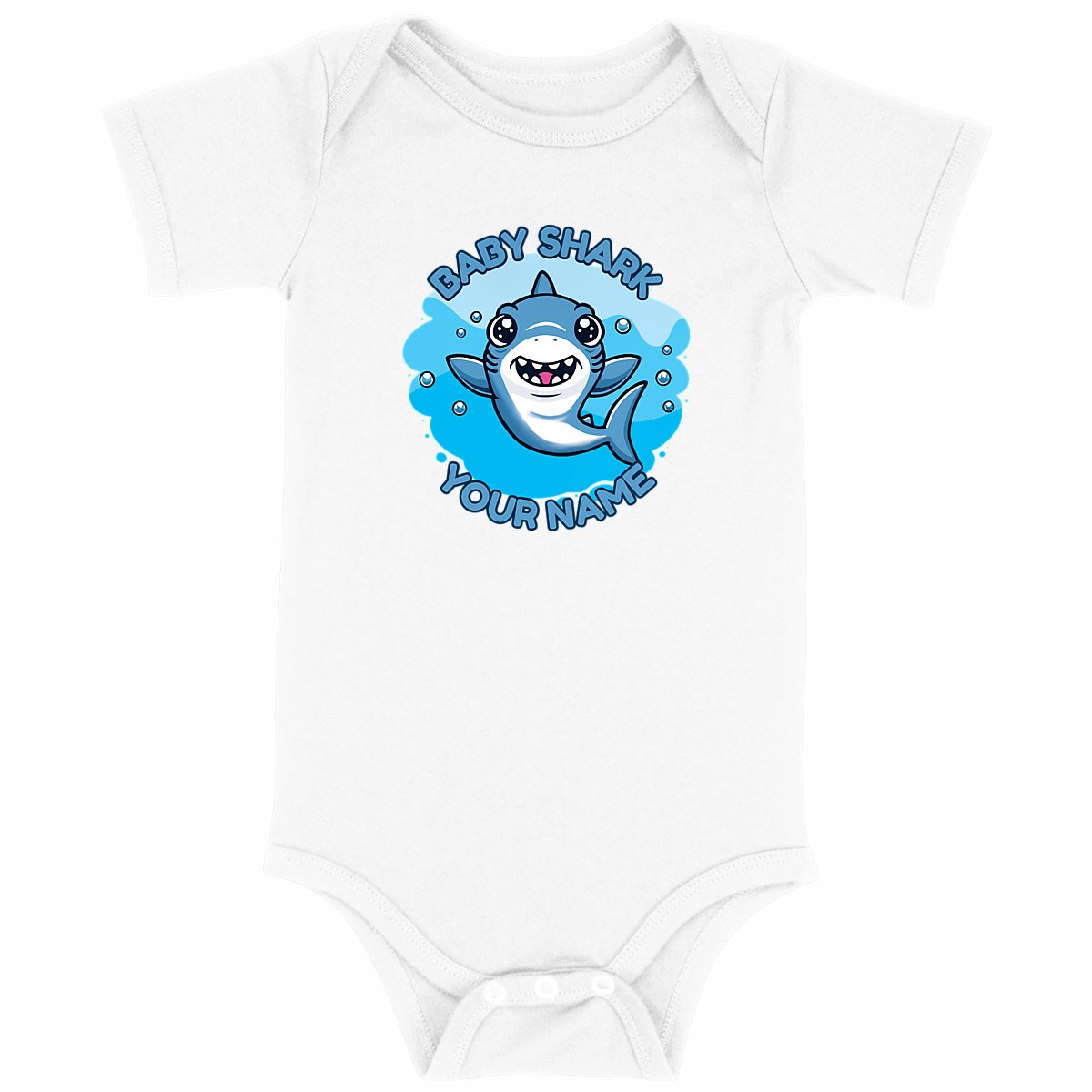 Image back Baby Bodysuit with Cute Shark Design