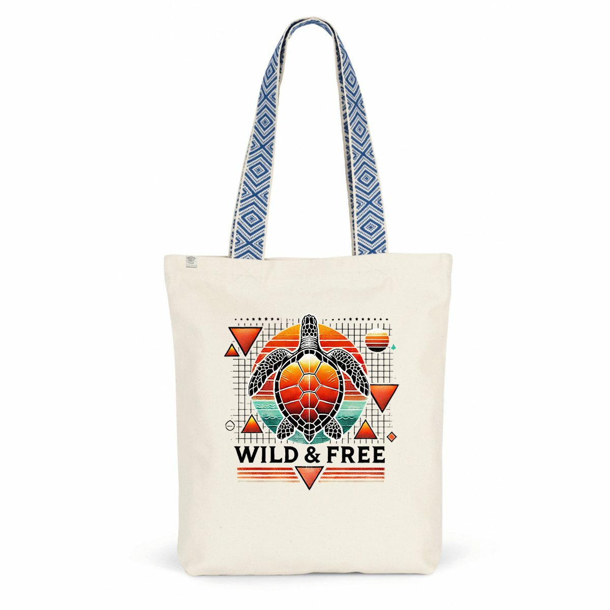 Image back Wild & Free Turtle Tote Bag - Eco-Friendly Canvas Bag with Vibrant Marine Life Design