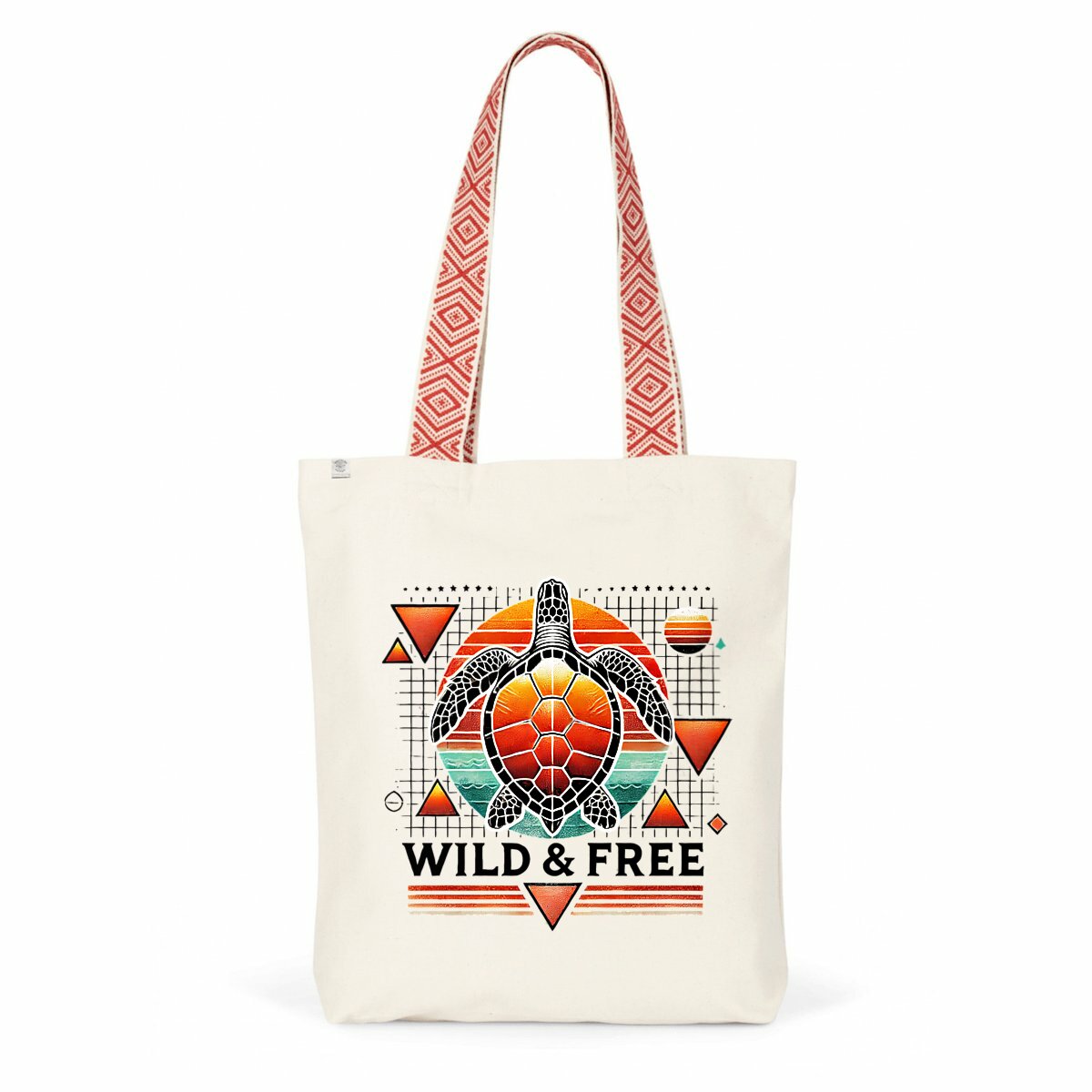 Image back Wild & Free Turtle Tote Bag - Eco-Friendly Canvas Bag with Vibrant Marine Life Design