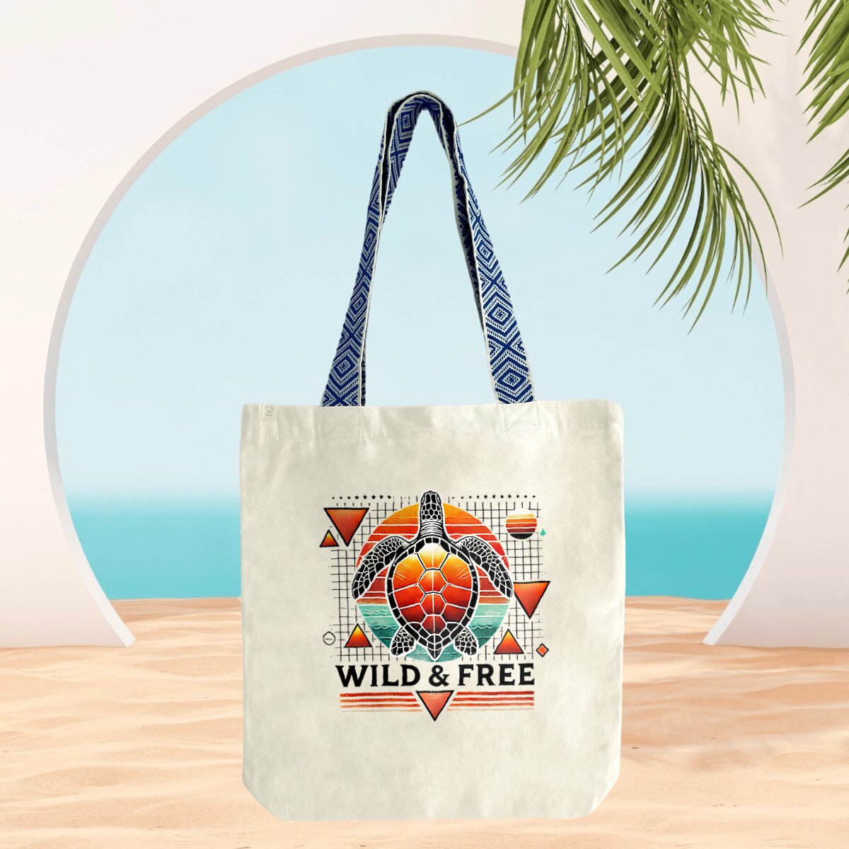 Image front Wild & Free Turtle Tote Bag - Eco-Friendly Canvas Bag with Vibrant Marine Life Design