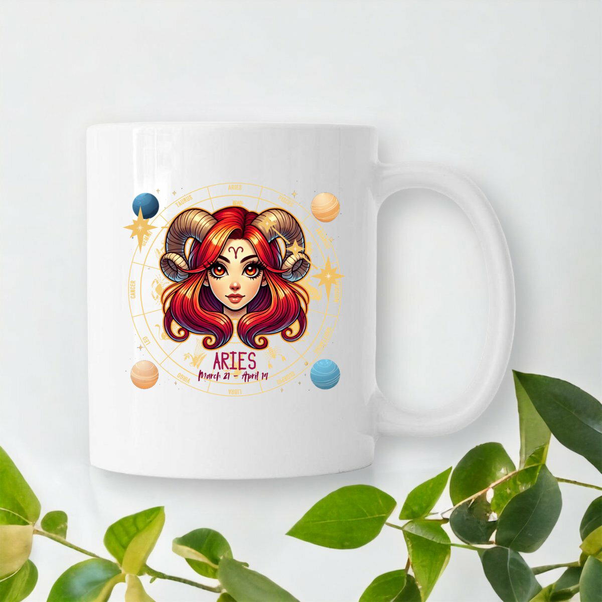 Image front Aries Zodiac Mug - Personalized Aries Birthdate Gift, Aries Astrology Mug