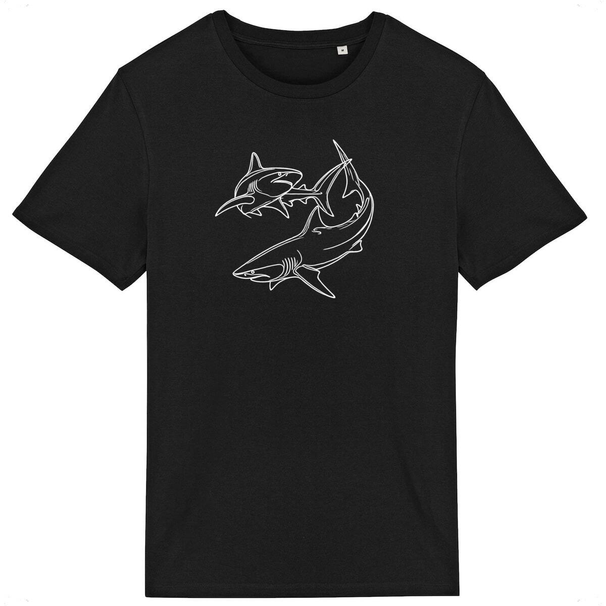 Image front Sharks - Minimalistic Line Art White