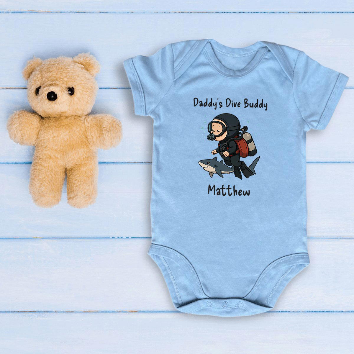 Image front Daddy's Dive Buddy Baby Onesie