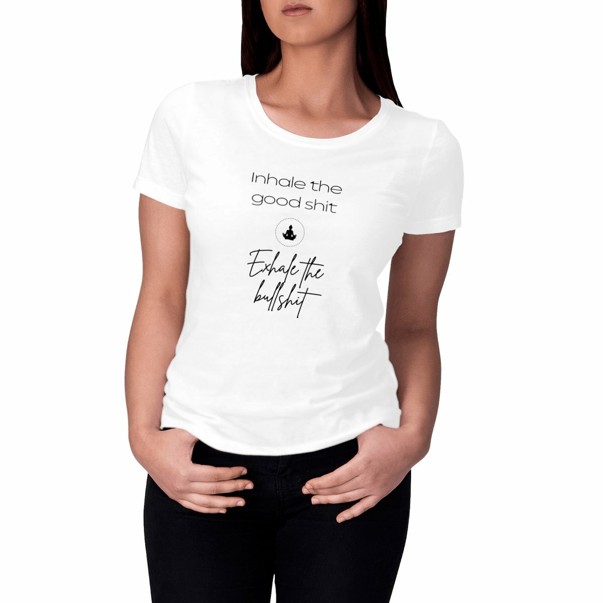 Image front Women's Classic "Inhale the Good Shit, Exhale the Bullshit" Eco-Friendly T-Shirt