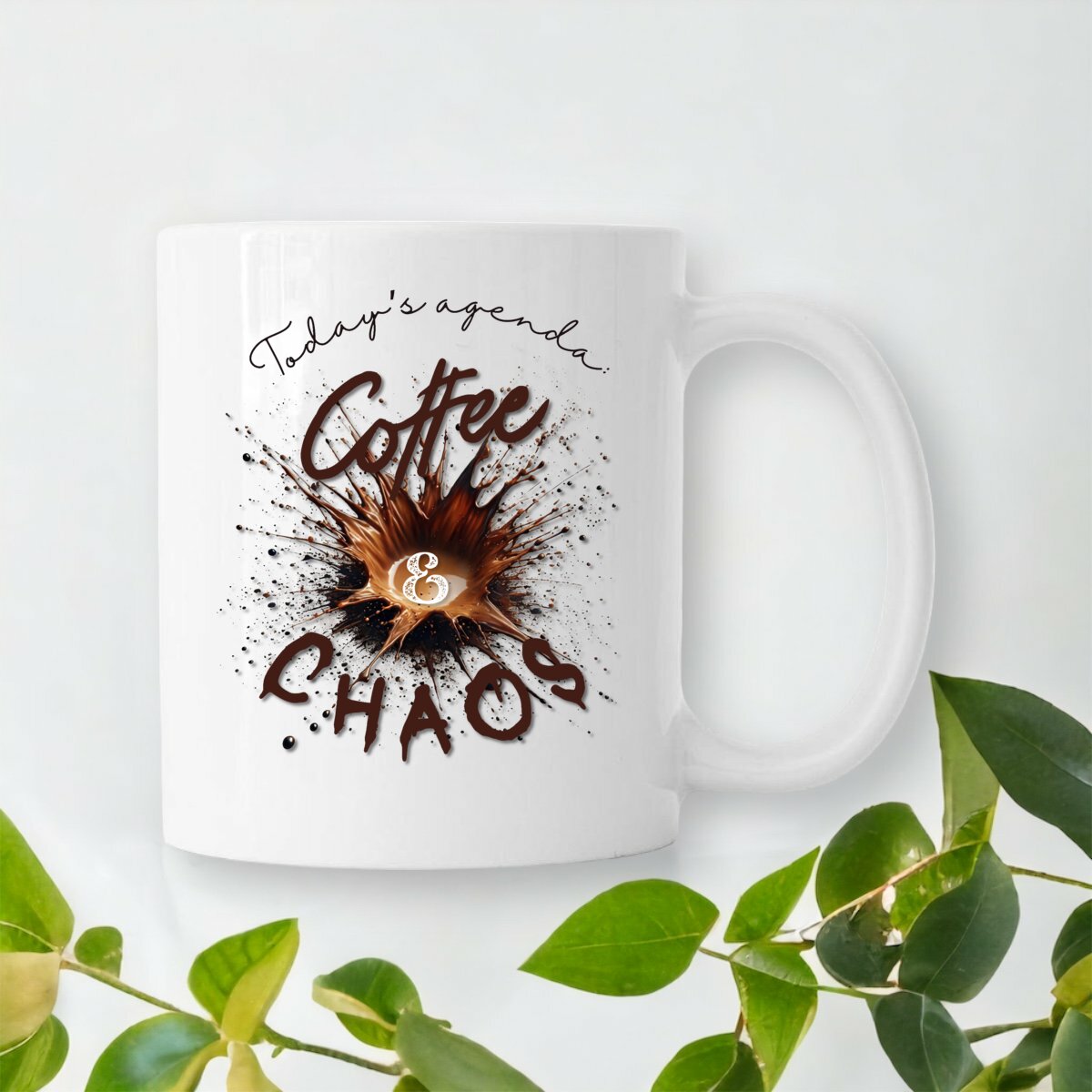 Image front Today's Agenda: Coffee & Chaos Mug – Funny Coffee Lover Gift – Perfect for Home or Office