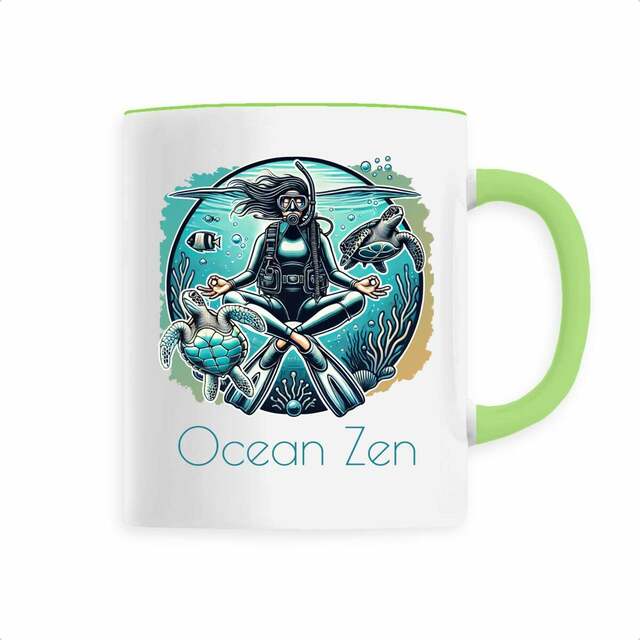 Image back Ceramic mug with Ocean Zen Turtle Design