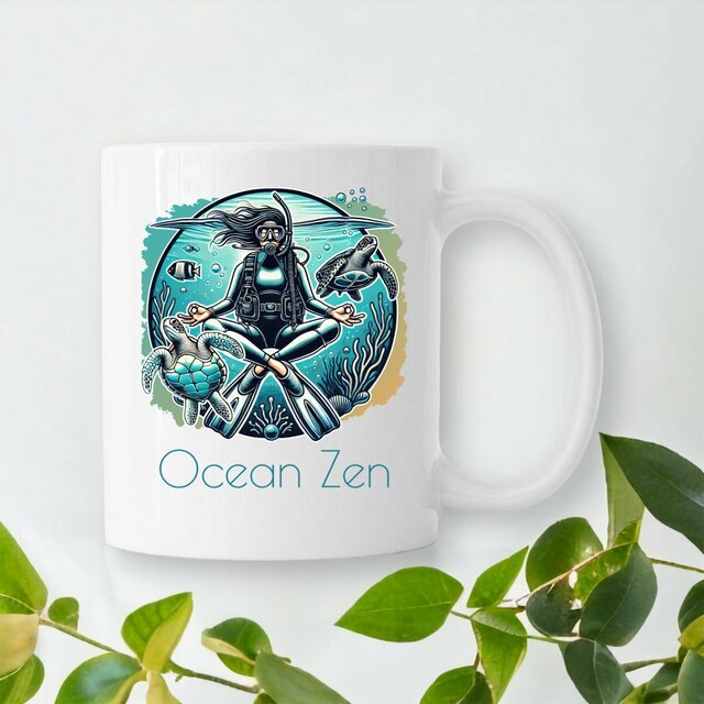 Image front Ceramic mug with Ocean Zen Turtle Design