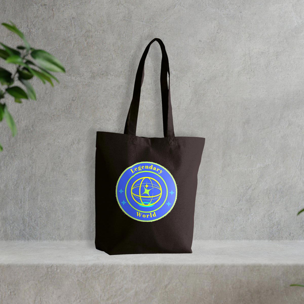 Image front Legendary World blue, green and yellow spiral Totebag