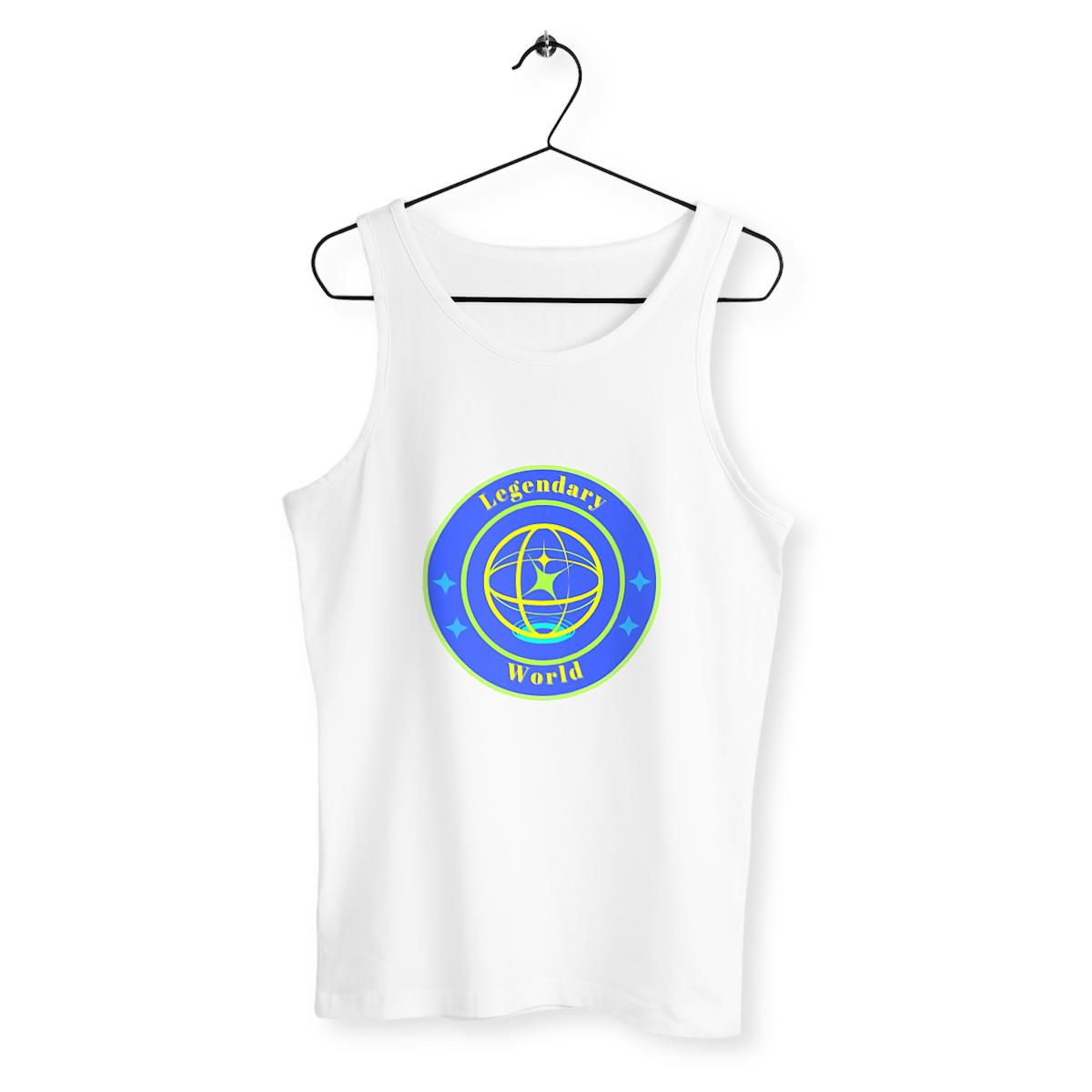 Image back Legendary World blue, green and yellow spiral Men's Tank Top