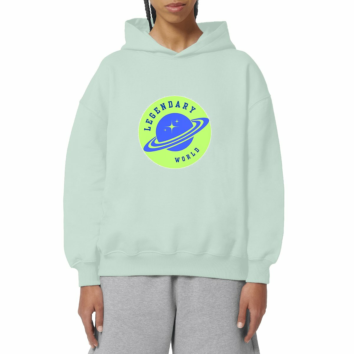 Image front Legendary World Green and Blue Saturn Oversized Hoodie