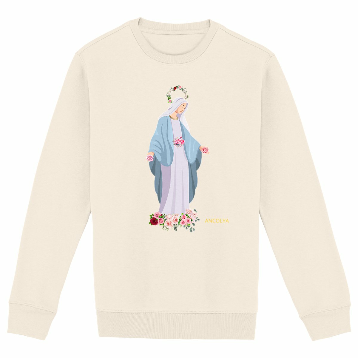 Image front Sainte Vierge Marie fleurs roses