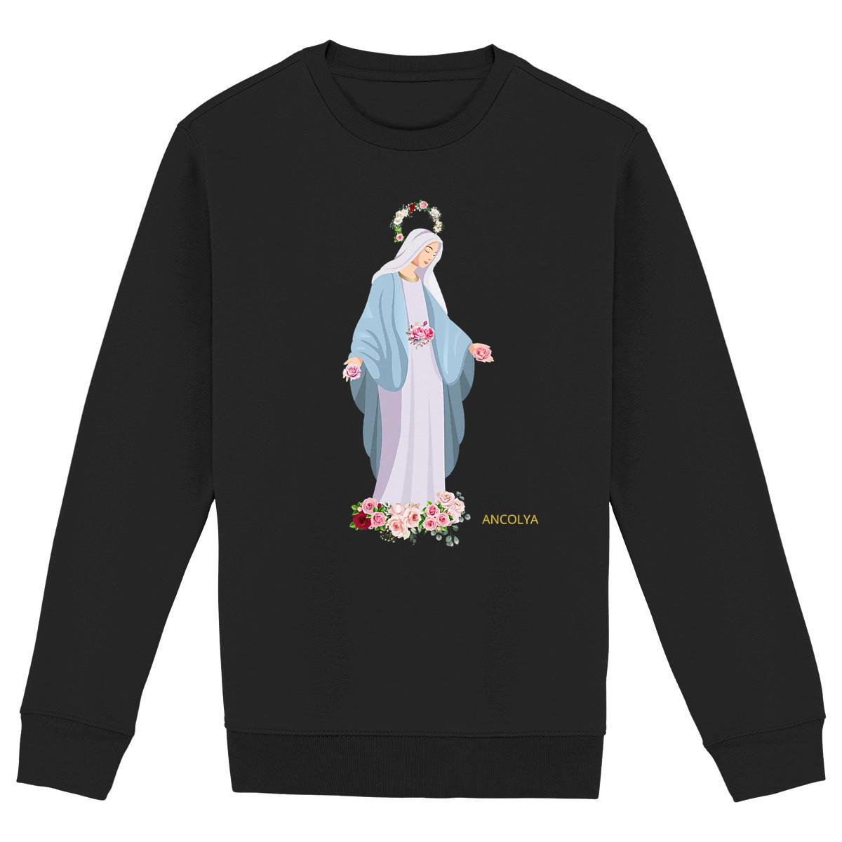 Image back Sainte Vierge Marie fleurs roses