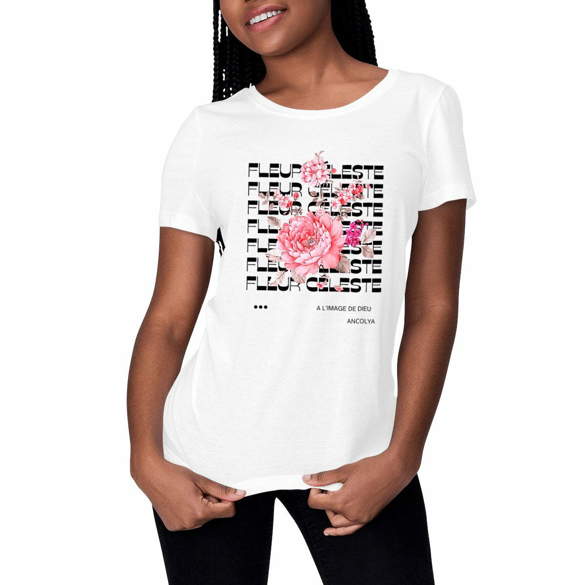 Image front T-SHIRT FLEUR CÉLESTE
