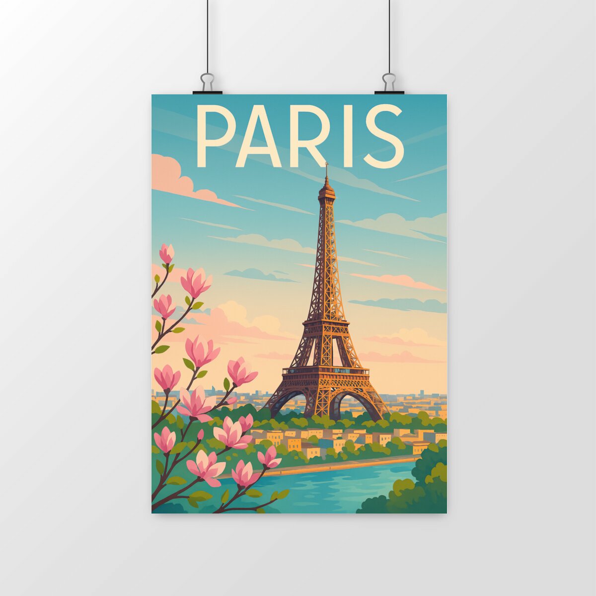 Image front 🌸 Poster Paris – Vue sur Seine et Tour Eiffel