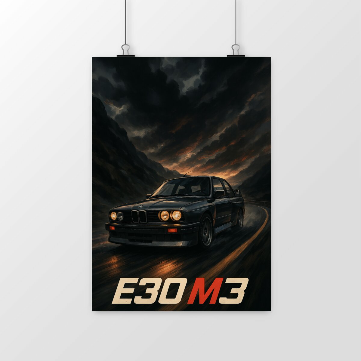 Image front 🖤 Poster BMW E30 M3 – Légende des années 80
