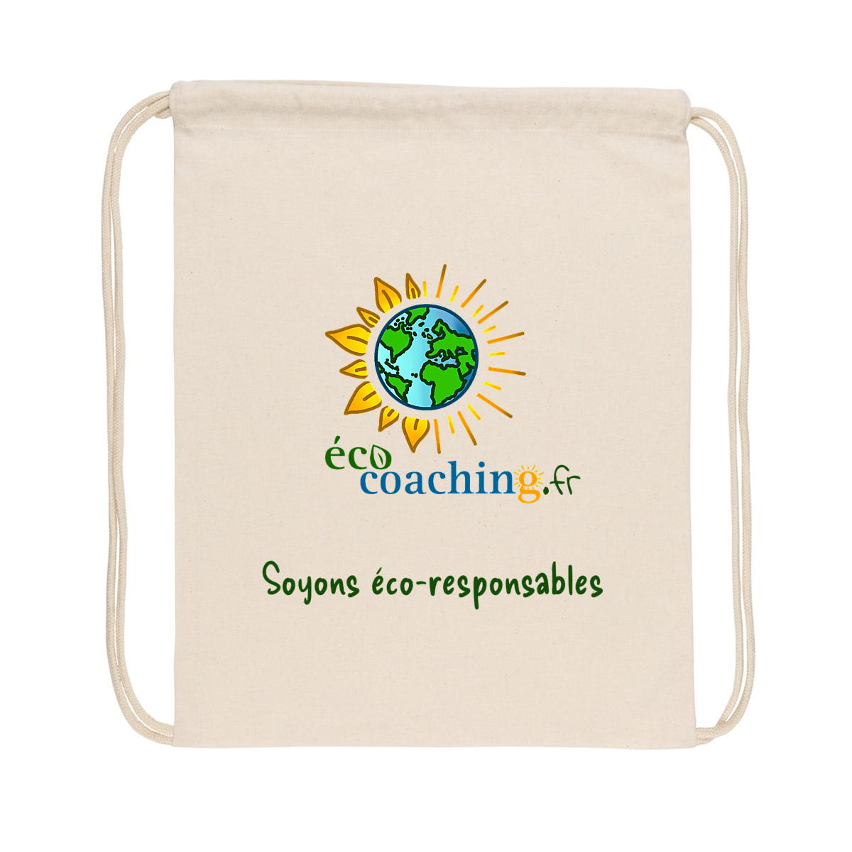 Image back Petit sac cordelette recyclé ECO COACHING "Soyons éco-responsables"
