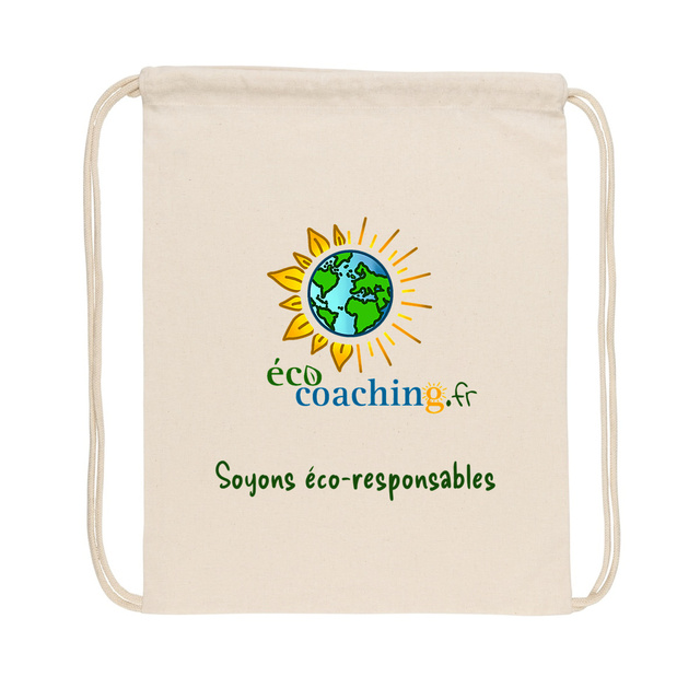 Image back Petit sac cordelette recyclé ECO COACHING "Soyons éco-responsables"