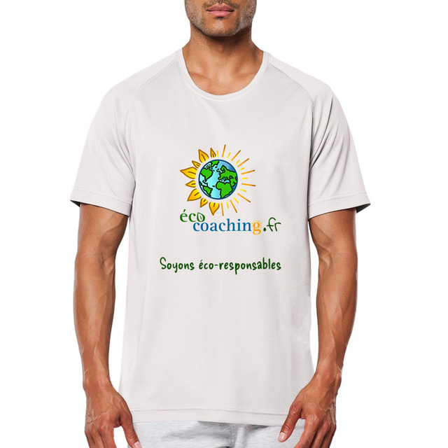 Image front T-shirt recyclé Homme ECO COACHING "Soyons éco-responsables"