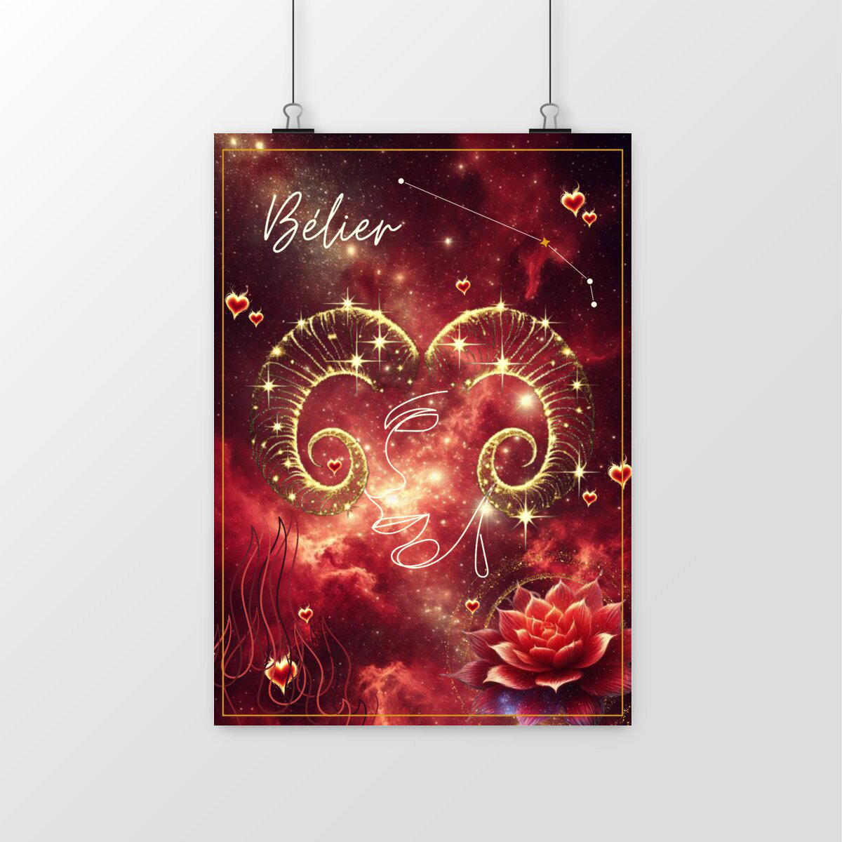 Image front ♈ Affiche Signe Astrologique – Bélier : L’élan du feu sacré