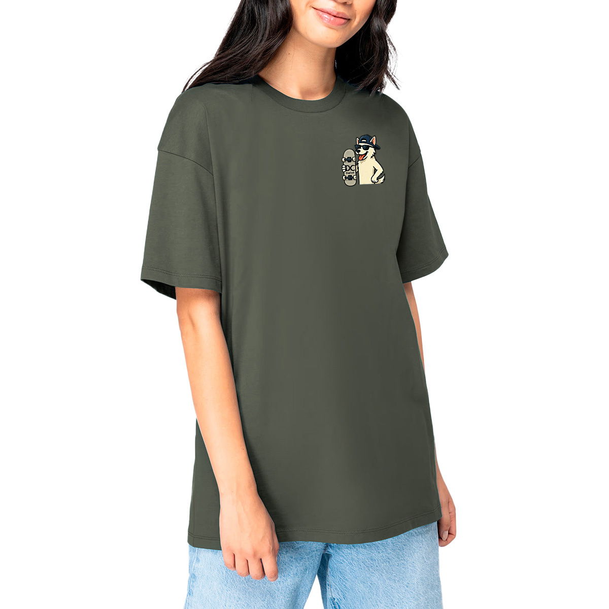 Image front T-shirt unisexe oversize dogcool en skate
