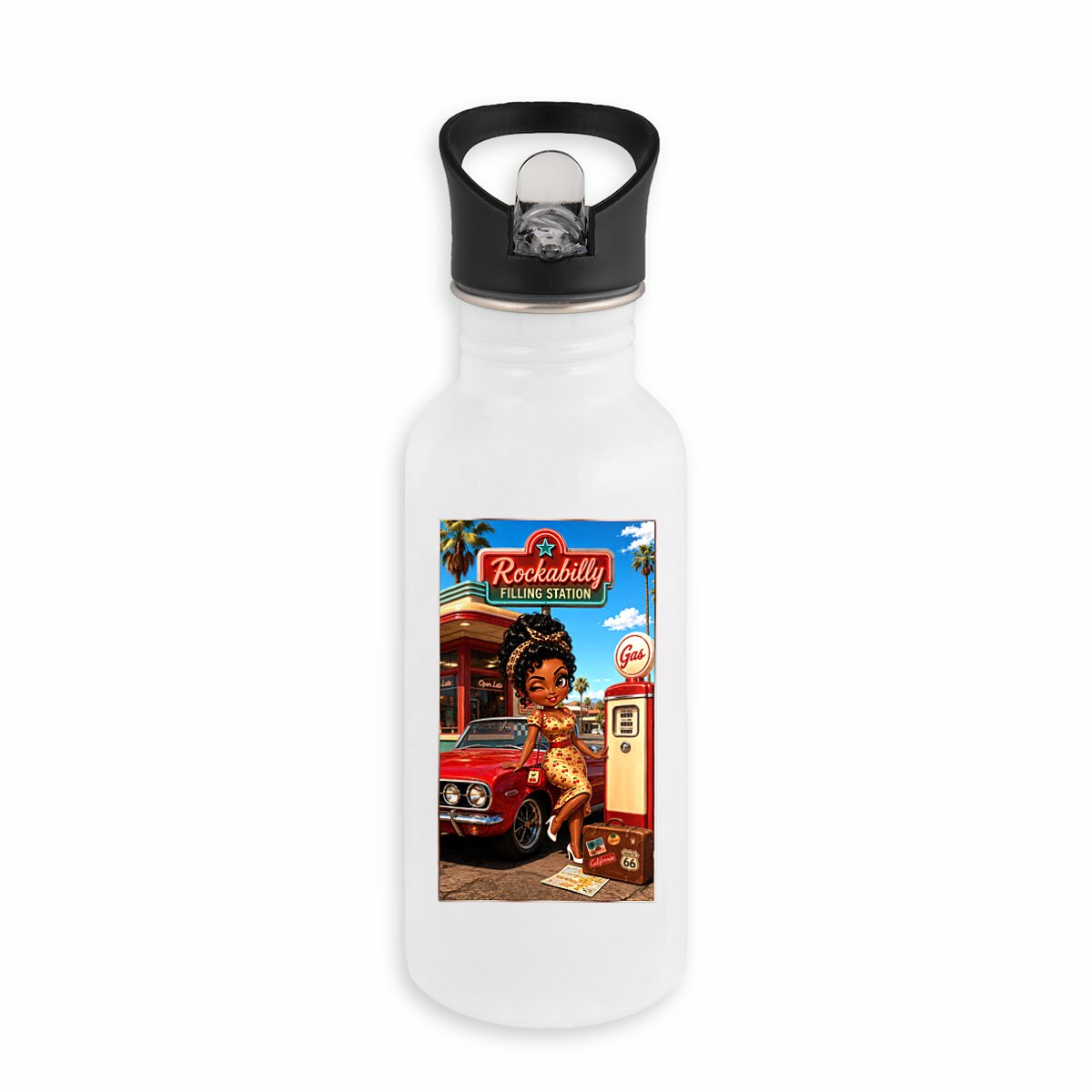 Image front Gourde Isotherme Vintage Garage Gloria - Rockachibi