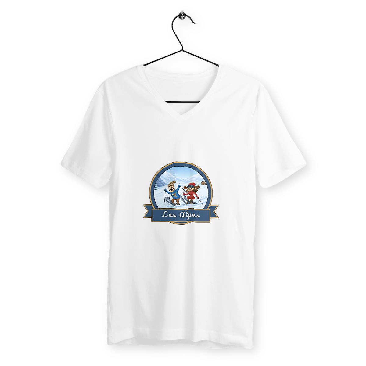 T-shirt homme col V" Kékette et Vagina dans les Alpes"