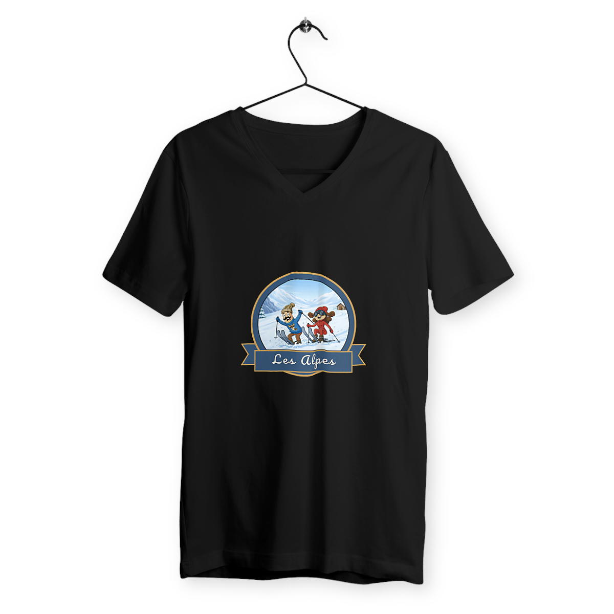 T-shirt homme col V" Kékette et Vagina dans les Alpes" - Image
