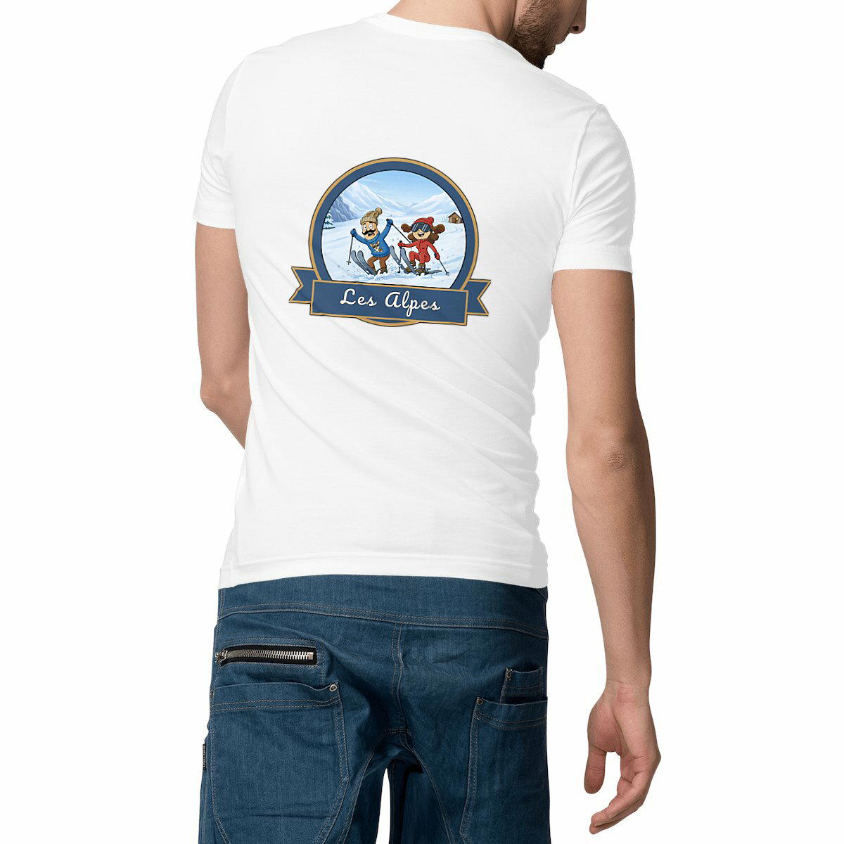 T-shirt homme col V" Kékette et Vagina dans les Alpes"