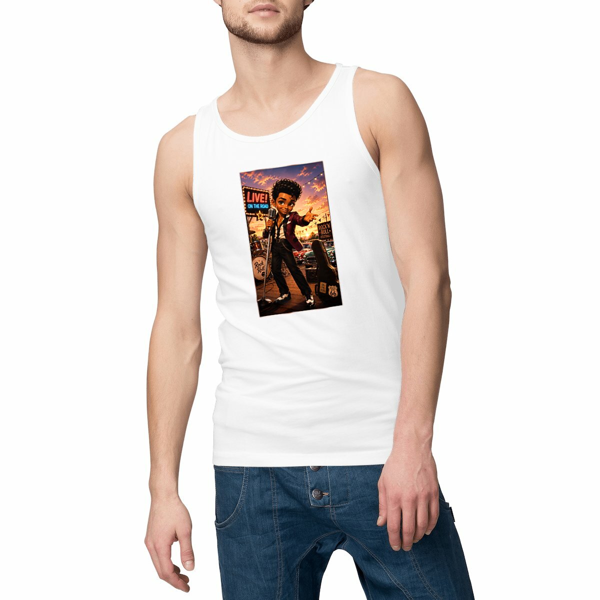 Image front Débardeur Homme Festival Rock 'n' Roll Bobby - Rockachibi