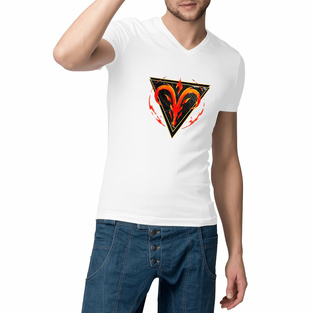 T-shirt Homme Col V Zodiac by Kek-Ina: Bélier