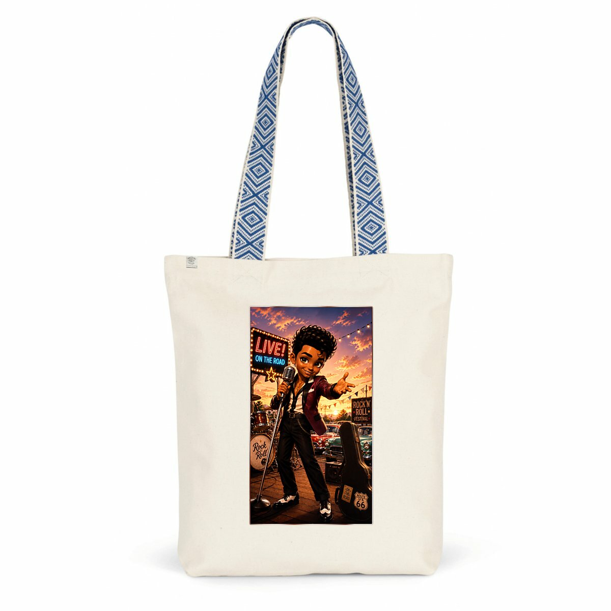 Image front Tote Bag Vintage Musique Bobby Live On The Road - Rockachibi