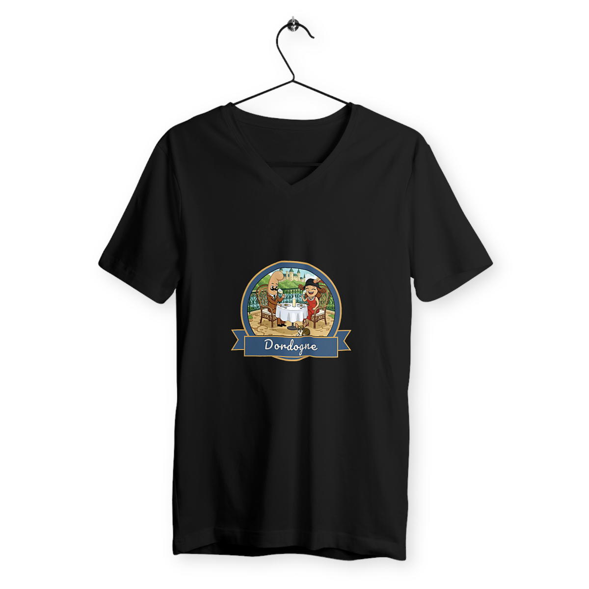 T-shirt homme col V "Kékette et Vagina en Dordogne" - Image