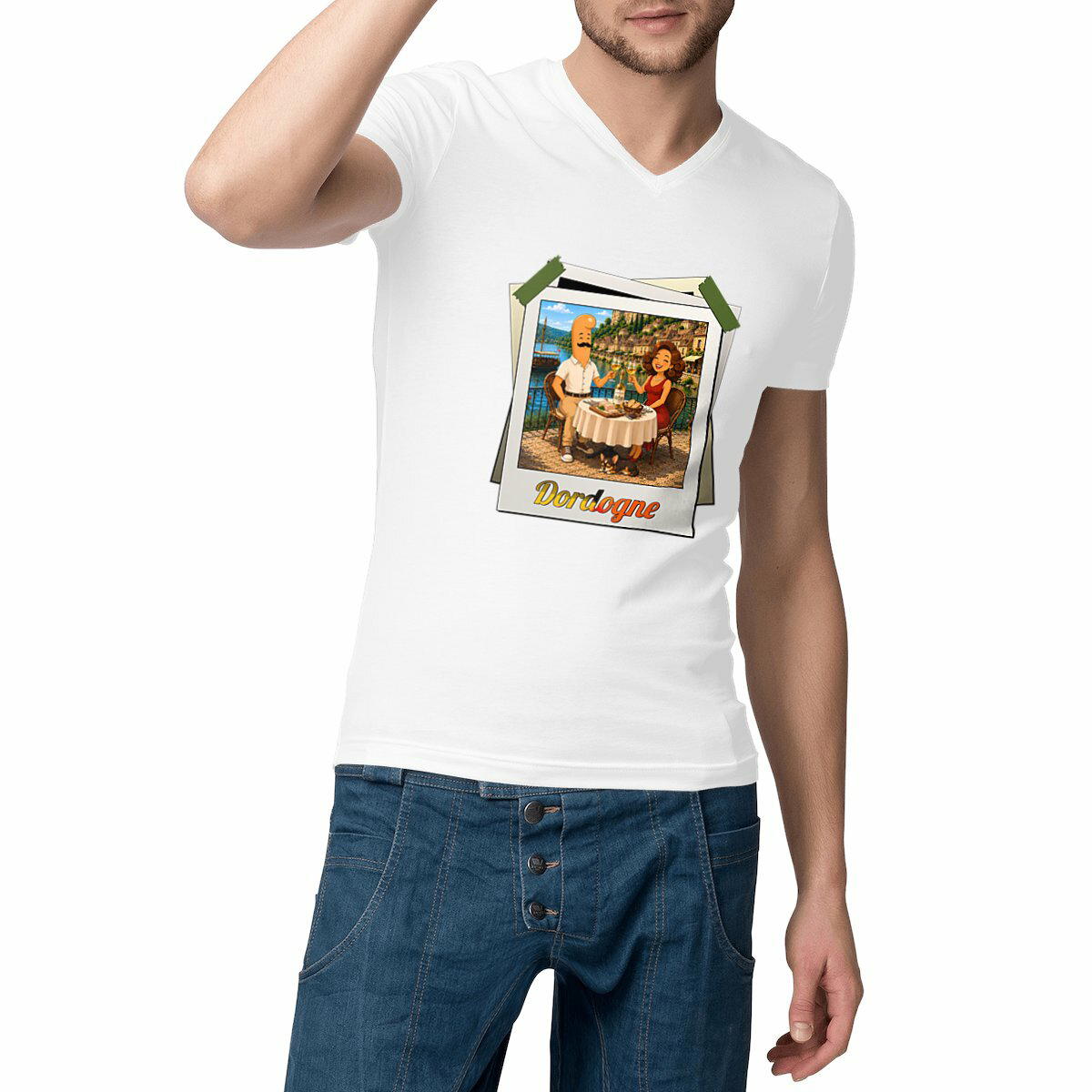 T-shirt Homme Col V Dordogne – Coton Bio Premium | Kek & Ina