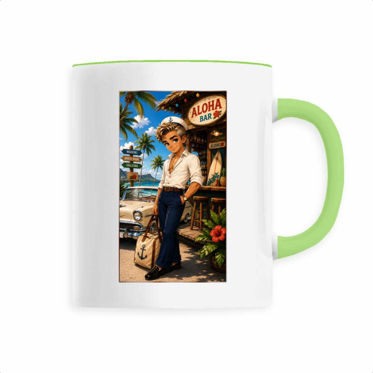 Image front Mug Rétro Surf Aloha Bar Bruce Marin
