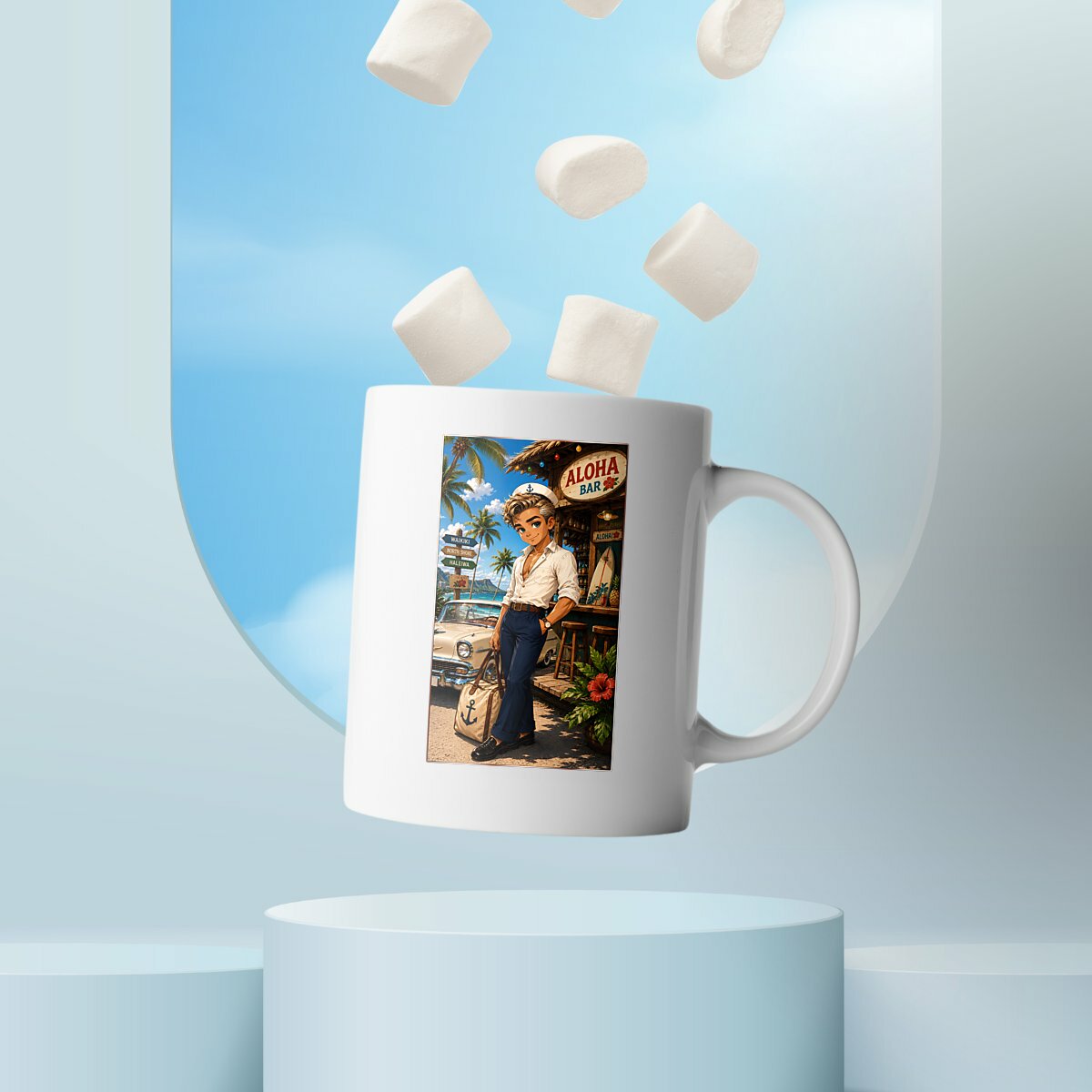 Image front Mug Rétro Surf Aloha Bar Bruce Marin