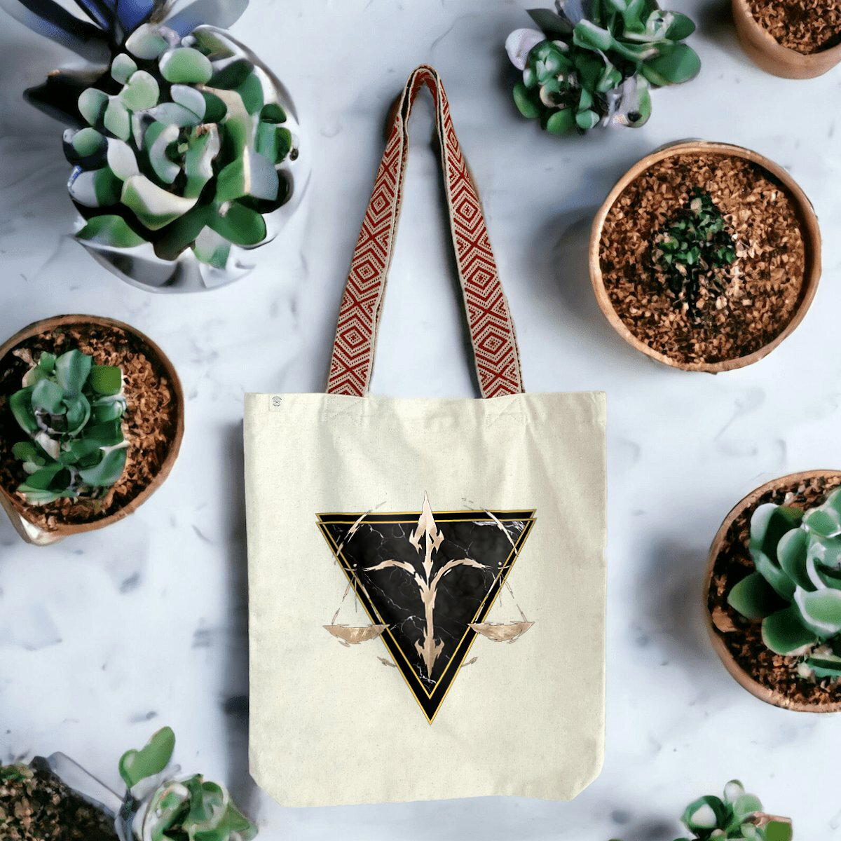 Image front Totebag Balance en Coton Bio - Sac en Toile Style Ethnique Élément Air