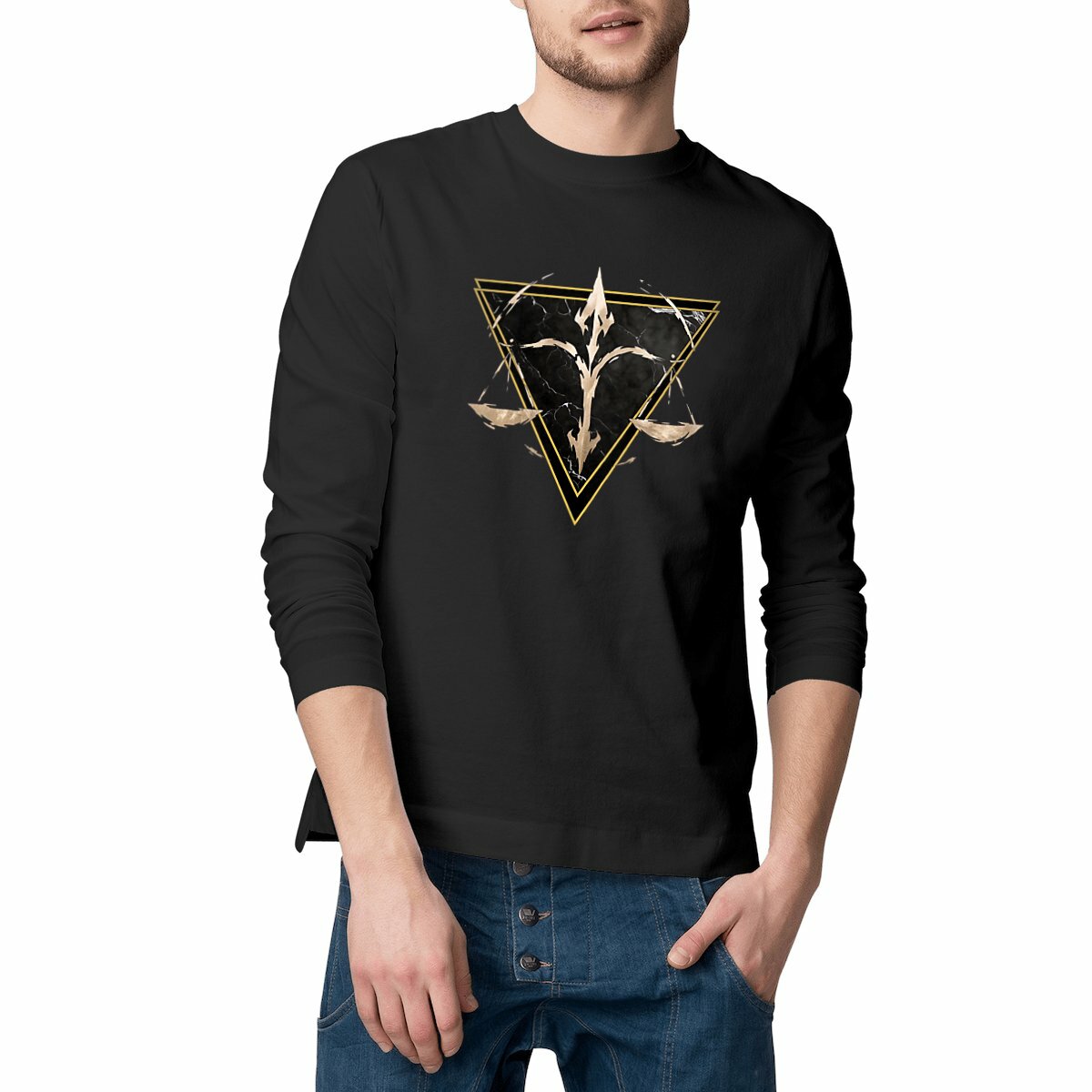 Image front T-shirt Manches Longues Homme Balance Coton Bio - Style Ethnique Élément Air