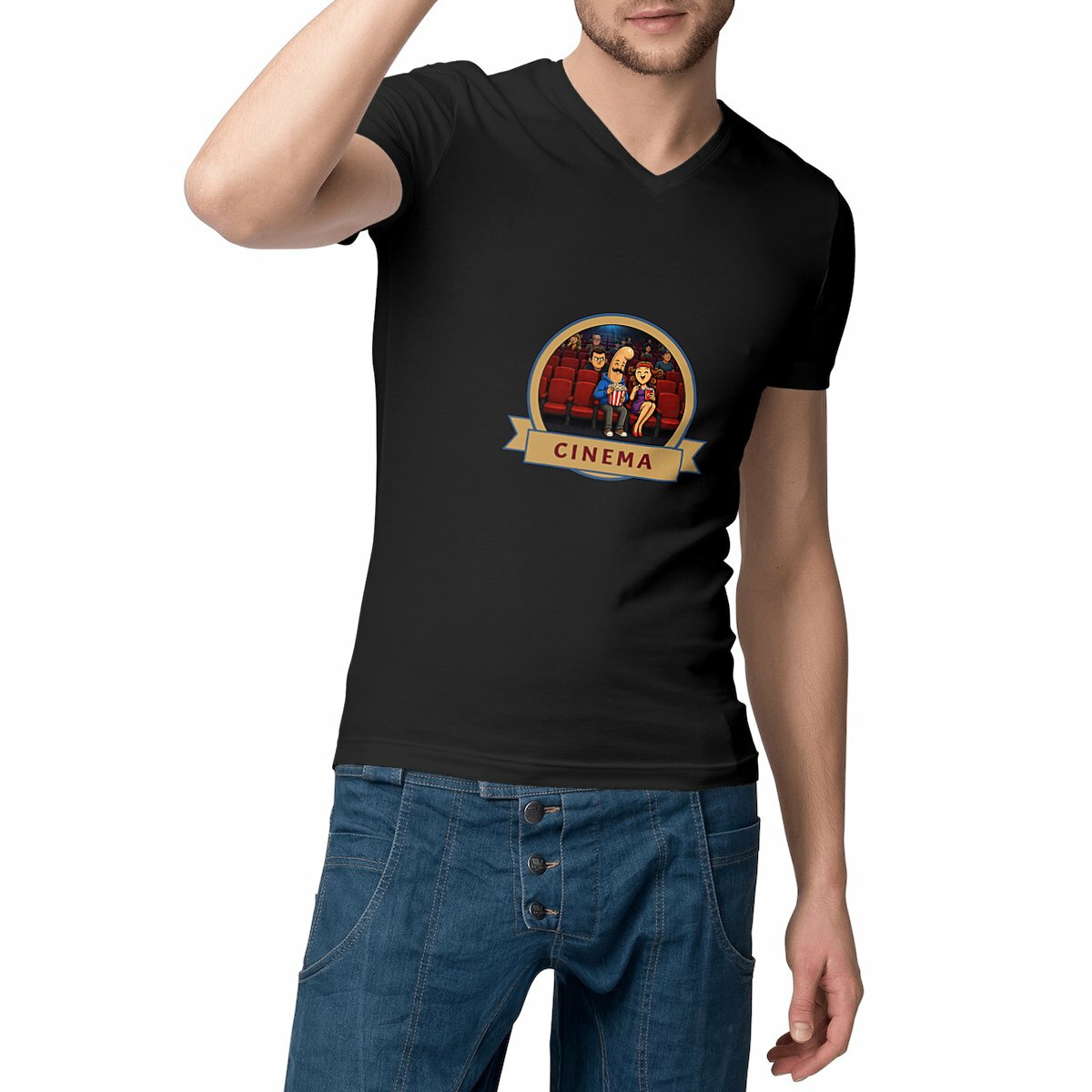 T-shirt Homme Col V - Kékette et Vagina au cinéma